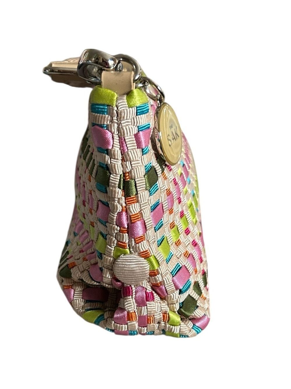 THE SAK Pastel Spring Bouquet Ribbon Basket Weave Clutch Purse Shoulder Strap - Picture 5 of 8